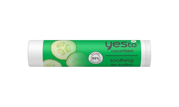 Yes To Cucumber Soothing Lip Balm, Hydrating Non-Sticky Salve That Calms Dry Cracked Lips, Locks In Moisture & Glides On Smoothly, With Aloe Vera & Castor Oil, Natural & Cruelty Free, 0.15 Oz, 3-Pack