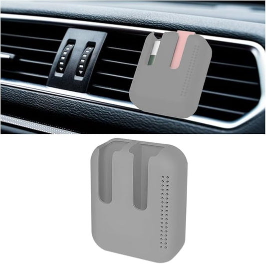 Holder for Car Air Vent, Upright Washable Lip Balm Protector for Women Girls, Auto Interior Space Saving Accessories, Universal for Vehicle, Truck and More（Gray）