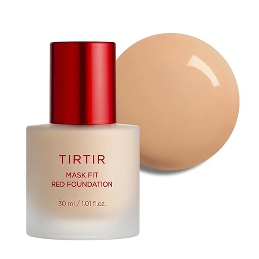 TIRTIR Mask Fit Red FoundationㅣLong Lasting Flawless Coverage, Energy Essence, Lightweight, Hydrating, Pore-Blurring, Breathable Satin Finish, Makeup, Radiant Skin, #25N Mocha, 1.01 Fl Oz