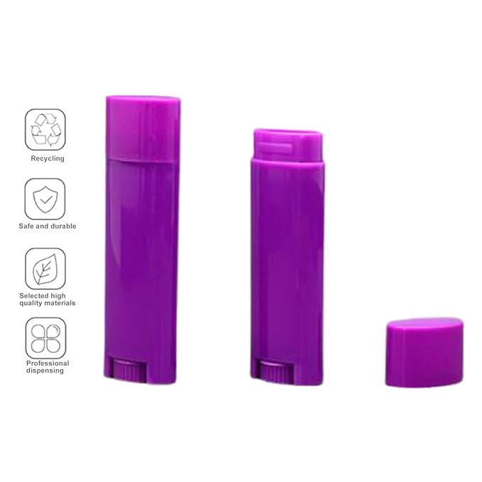 5ml 50Pcs Empty Oval Deodorant Lip balm Tubes Containers Twist-up Refillable Containers for Lipstick,Chapstick,Homemade Lip balm,DIY Deodorants(Purple)