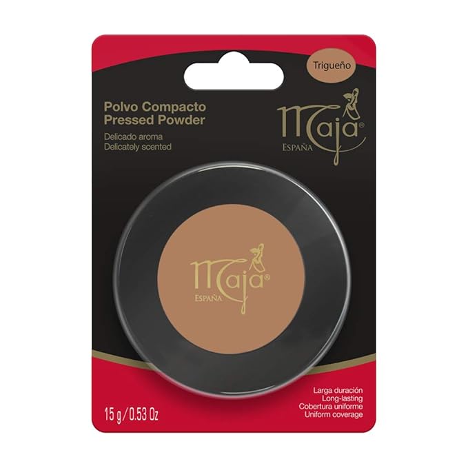 Trigueno Maja Pressed Powder| Delicately Scented Pressed Powder, Mirror and Tassel Compartment for Flawless Skin; 0.53 Ounces