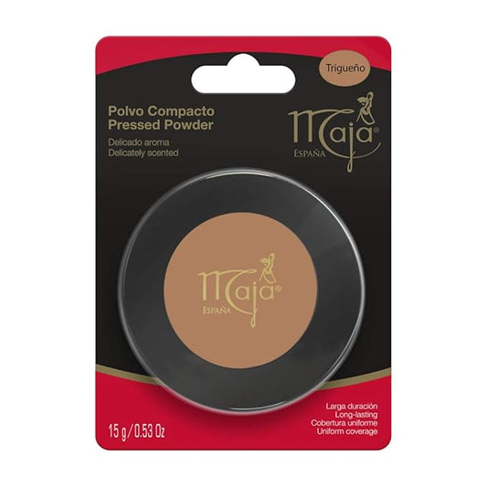 Trigueno Maja Pressed Powder| Delicately Scented Pressed Powder, Mirror and Tassel Compartment for Flawless Skin; 0.53 Ounces