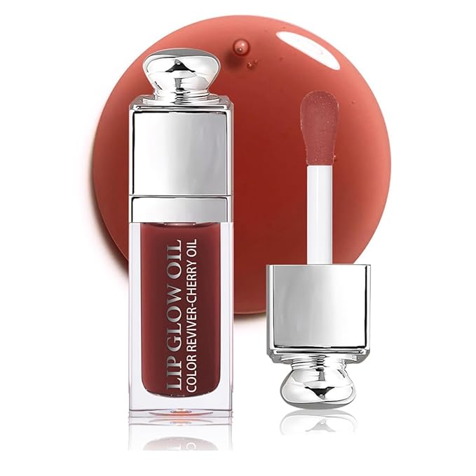Hydrating Lip Glow Oil, Moisturizing Plumper Lip Gloss, Transparent Plumping Balm, Tinted Balm Care 0.2 OZ - 020 MAHOGANY