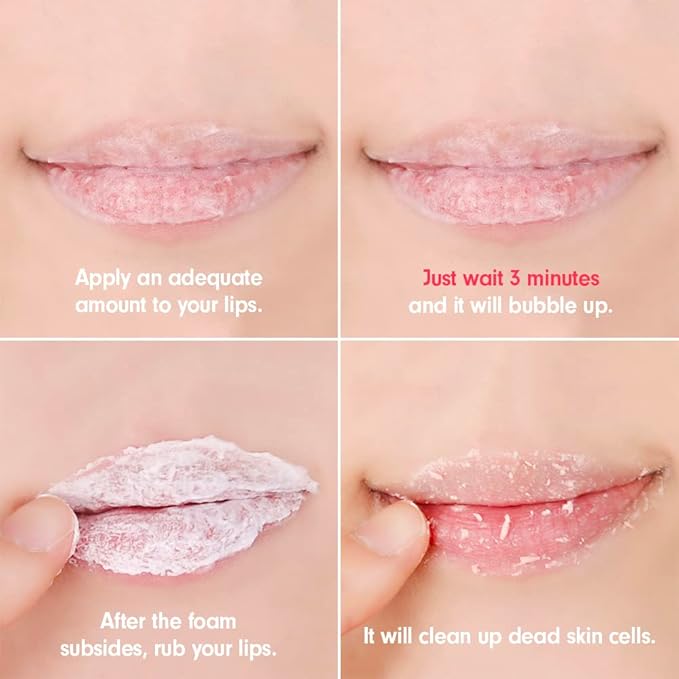 UNPA Bubi Bubi Bubble Lip Scrub Red 0.33 Fl Oz| Lip Bubble Moisturizer & Lip Scrubber | Lip Care Products for Lip Repair & Lip Lightening | Lip Scrubs Exfoliator & Moisturizer | Korean Lip Moisturizer