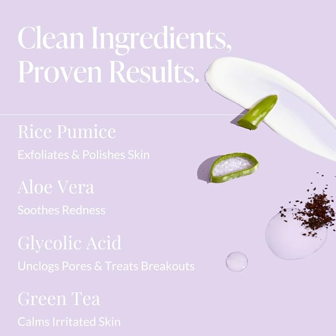 Beia Bikini & Body Scrub - Gentle Exfoliating Body Scrub with Glycolic Acid & Rice Extract - Fights Ingrown Hairs KP Bumps & Dry Skin - Hydrating & Soothing for Sensitive Skin 7.6 Oz