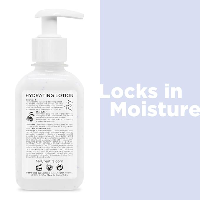 Hydrating Lotion for Dry Hands, Nails, and Cuticles, 8.5 fl. oz., Daily Moisturizing Skincare for Soft, Sensitive Skin with Shea Butter and Ceramides