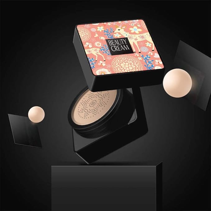 GL-Turelifes Mushroom Head Air Cushion Foundation CC Cream Water Feeling Flawless BB Cream Moisturizing Oil Control, Lightweight & Smoothing Natural Concealer (Apricot)