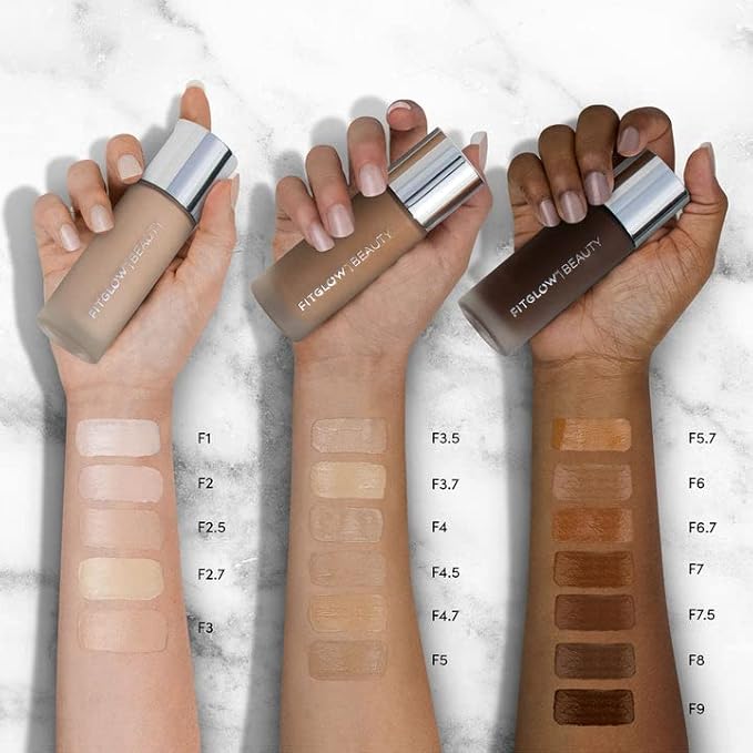 Fitglow Beauty - Natural Foundation+ Photo-Filtering Foundation | Vegan, Woman-Owned Clean Beauty (F8 - Rich Deep, Neutral Undertones)