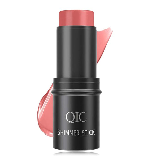 Cream Contour Blush Stick,Long Lasting Waterproof Blush Stick for Cheeks&Lips Multipurpose Face Highlighting Concealing Cream,Shimmer Contour Stick Makeup for Women（Pink）