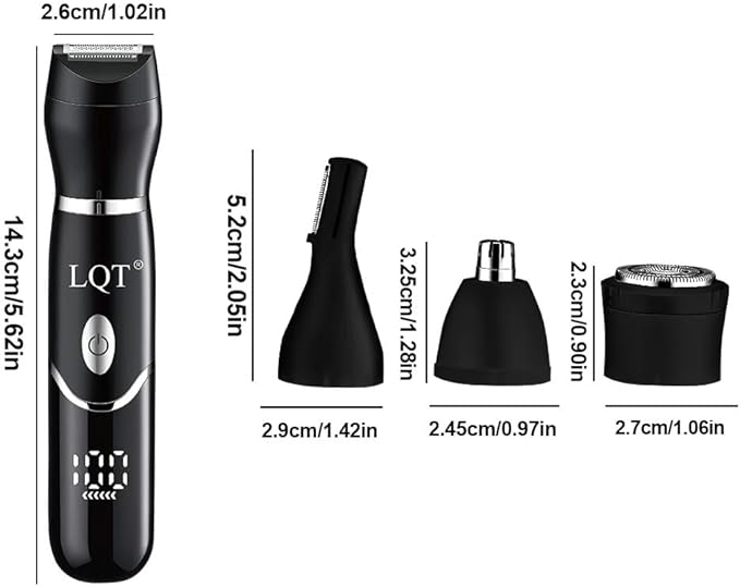 Electric Bikini Trimmer for Women,Led Power Display Removal for Body Nose Hair Trimmer Face Shavers Eyebrow Legs Armpit Bikini Area Pubic Underarms Rechargeable Portable 4 in 1 Womens Razors Set