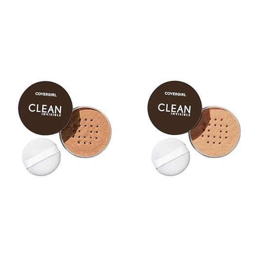 CoverGirl Clean Invisible Loose Powder Vegan Formula Translucent Deep & Medium Warm Setting Powder, 20g (0.7 oz) 2-Pack