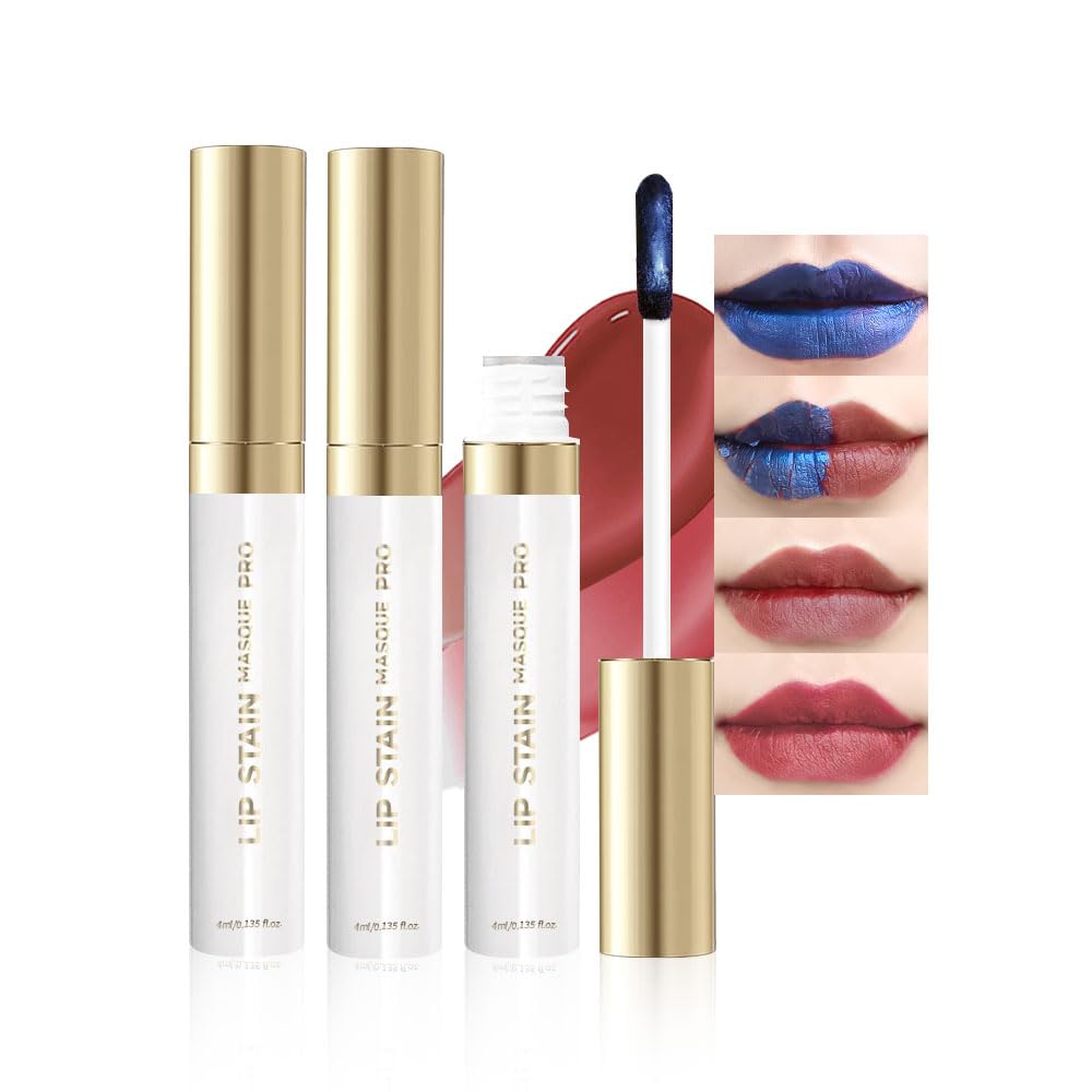 Lip Stain Peel Off Set–Long Lasting Waterproof Lip Tint, Smudge Proof Transfer Resistant Lip Stains Tattoo,High Pigment Matte Lip Color, Kiss Proof Peel Off Lip Stain Masque, Stay Lip Makeup 02+09
