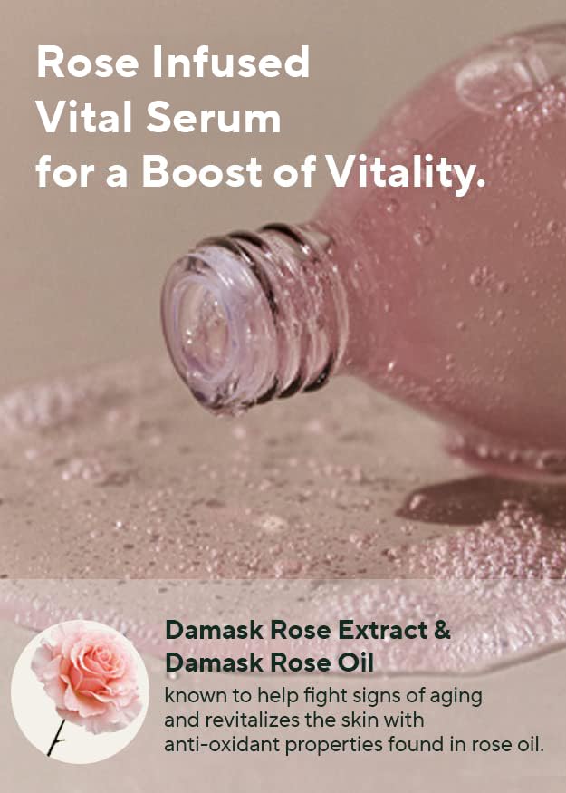 AROMATICA Reviving Rose Infusion Serum 3.38oz / 100ml, Vegan, Rejuvenating Hydration Serum, Vitality Serum for dry skin | with Damask Rose Water and Rose Oil