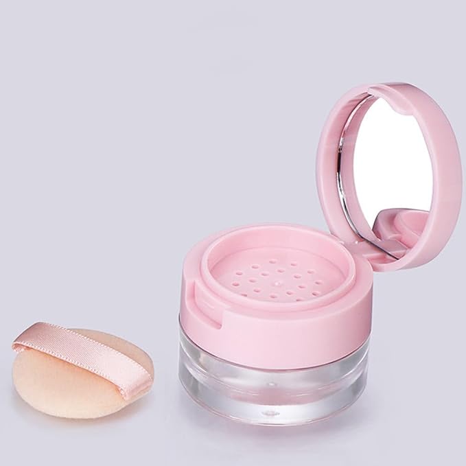 minkissy 2 Sets Powder Box Mini Containers Loose Cosmetic Cases for Traveling Foundation Makeup Powder Women Cosmetic Supply Powder Case Bulk Makeup Pink Flash Body Powder 3g Abs