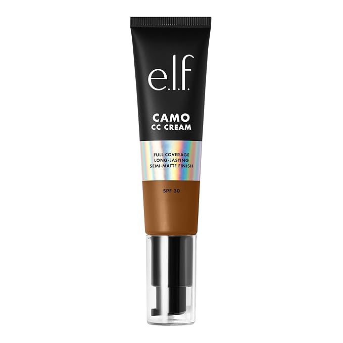e.l.f. Camo CC Cream, SPF 30 Color-Correcting Medium-To-Full Coverage Face Foundation, Delivers An Airbrushed Finish, Vegan & Cruelty-Free, Deep 530 W