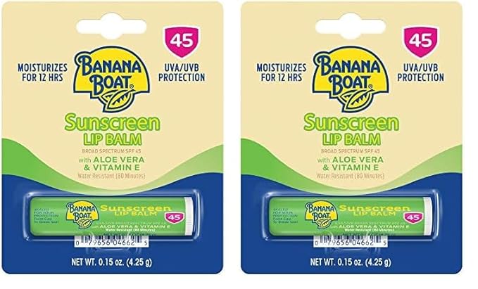 Banana Boat Sunscreen Lip Balm SPF 45 with Aloe Vera & Vitamin E, 0.15oz | Lip SPF, Aloe Vera Lip Balm with SPF, Vitamin E Lip Balm, Moisturizing Lip Balm, Lip Sunblock, Travel Sunscreen, 0.15oz