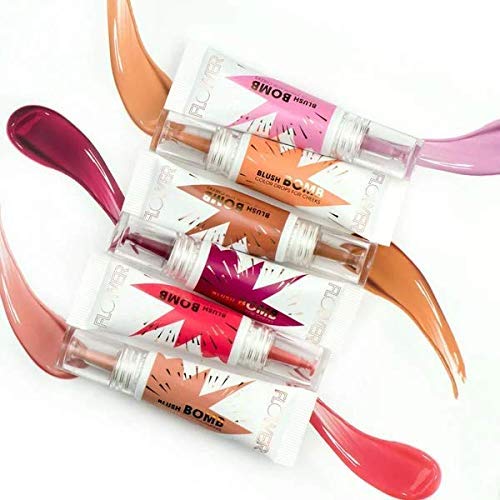FLOWER Beauty By Drew Barrymore Liquid Blush Makeup Bomb Color Drops -Silky Lightweight Formula + Gel Cream Blush for Cheeks - Radiant + Glossy Finish - Buildable + Lightweight Formula - Cruelty-Free + Vegan (Bitten)