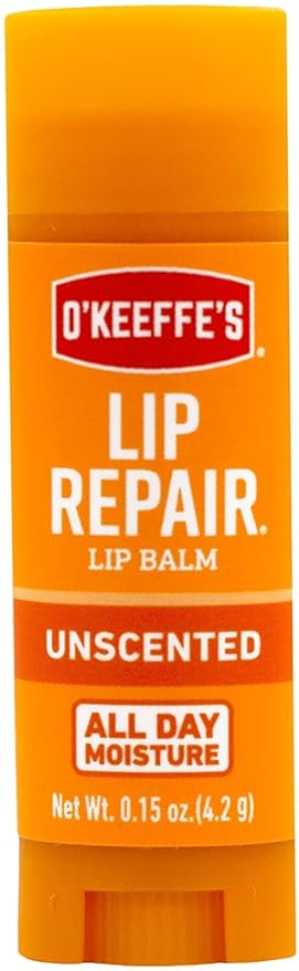 O'Keeffe's Unscented Lip Repair Lip Balm for Dry, Cracked Lips, Stick, (Pack of 5)