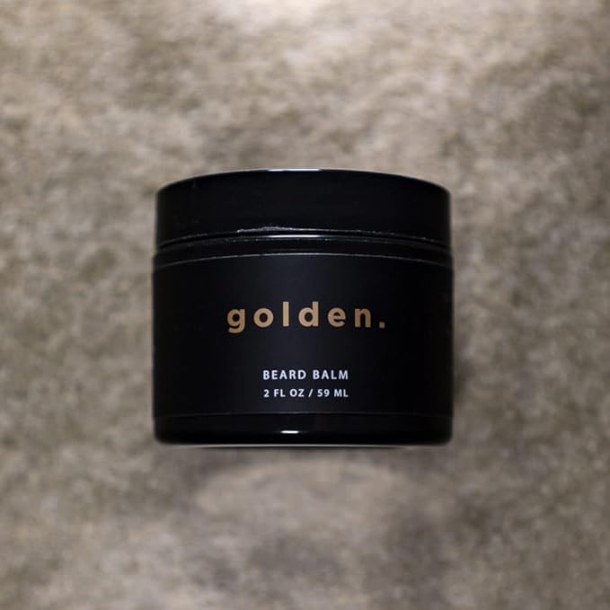 Golden Grooming Co. Beard Balm for Men - Strengthens & Softens Beards and Mustaches - Adds Shine & Tames Flyaway Hair, Beard Styling Balm with Argan Oil - Peppermint Scent - 2 Ounce