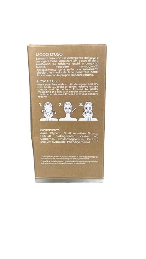 Siero Occhi e Labbra ala Bava di Lumaca e Olio di Mandorle with Snail Slime and Almond Oil for All Skin Types, 30 ml (Fl Oz 1.0) 1 unit - Made in Italy [italian import].