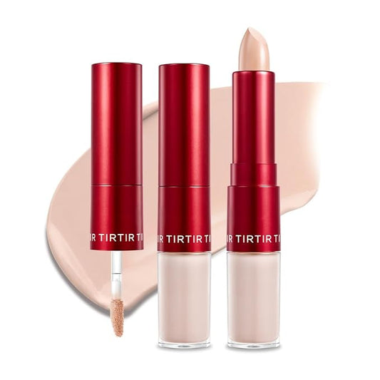 TIRTIR Glide&Hide Blurring Concealer - Creamy texture, Conceals dark circles and wrinkles, Dual formula (liquid tip & balm stick), Long-lasting wear, Korean Makeup, #2.5C, 0.28 Oz