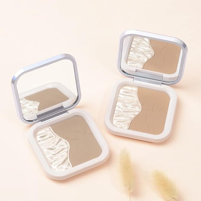 ELLESY Highlighter Makeup Palette Shimmer Face Bronzer and Highlighter Contouring Palette Makeup Kit Sculpting Contour Powder Palette with brush-C02
