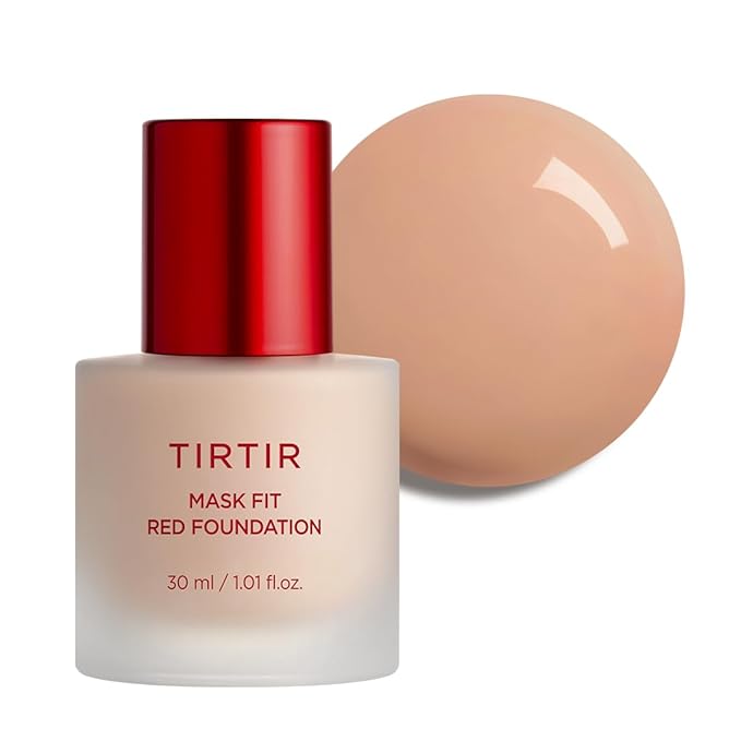 TIRTIR Mask Fit Red FoundationㅣLong Lasting Flawless Coverage, Energy Essence, Lightweight, Hydrating, Pore-Blurring, Breathable Satin Finish, Makeup, Radiant Skin, #25C Cool Taupe, 1.01 Fl Oz