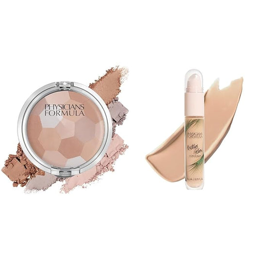 Physicians Formula Setting Powder Palette Multi-Colored Pressed Finishing Powder Translucent & Butter Glow Concealer Light-to-Medium