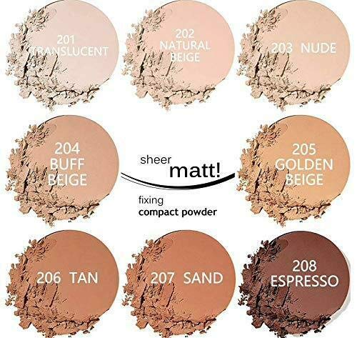 AQUAPURITY PHOERA Sheer Matte Compact Powder Fixing Powder Makeup Base Fixer Setting Powder Foundation Fixing Compact Pressed Powder Long Lasting Skin Vitamin E Beauty Blender (208ESPRESSO)