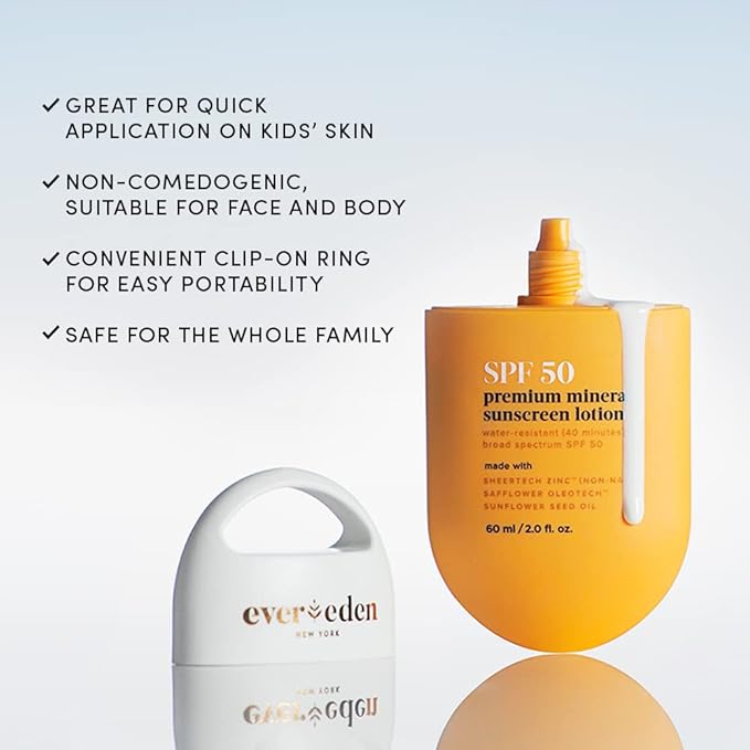 Evereden Kids Sunscreen SPF 50: Premium Mineral Sunscreen for Toddlers, Kids, and Whole Family - UVA/UVB Protection, Non-Toxic, Water-Resistant - Suitable for face and body - FSA Eligible