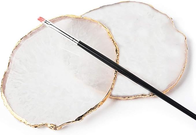 Kalolary Resin Stone Nail Art Palette, Nail Art Cosmetic Mixing Palette Color Mixing Pigment Plate Polish Holder Drawing Color Palette Nail Art Painting Gel Palette Manicure Tool (White)