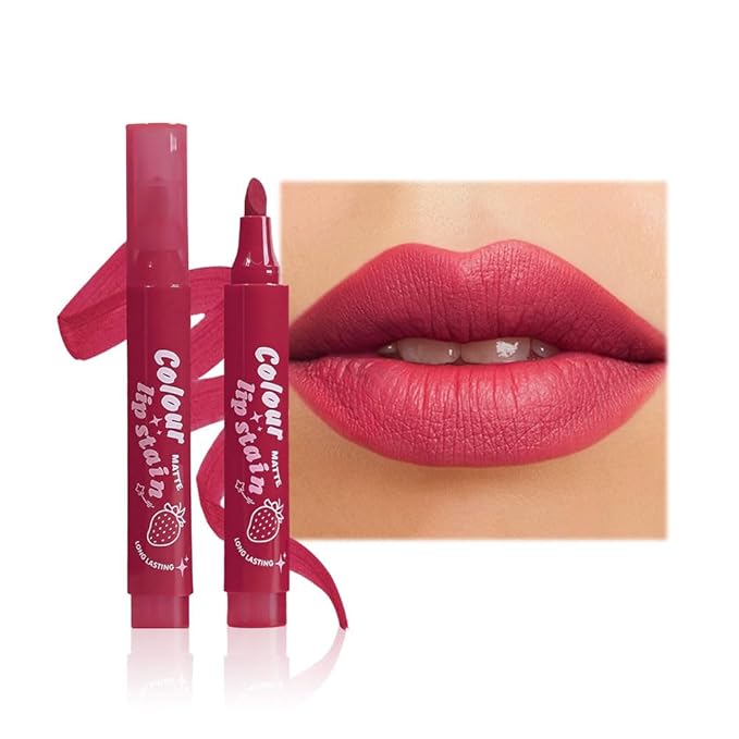 Lip Stain, Waterproof lip tint, Matte Color Look, Longlasting All Day Wear Lip Color, Smudge Proof Natural Finish, Precise Chisel Tip Marker,non sticky lip gloss,kiss proof lip color 02#