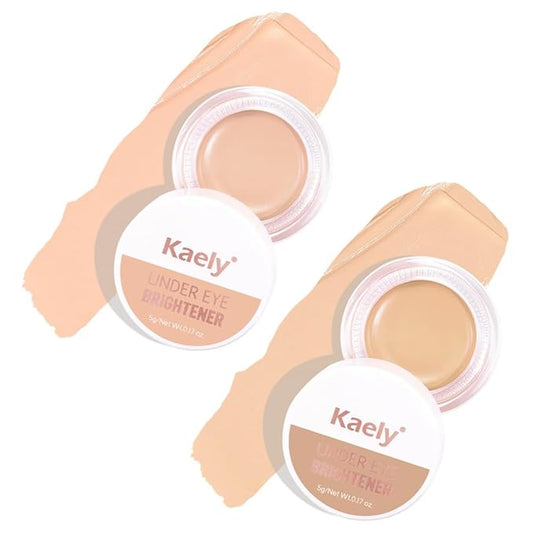 evpct 2Pcs under Eye Corrector Brightener Concealers for Older Women Dark Circles, under Eye Cream Pot Concealer Full Coverage Peach Color Corrector Makeup, Nourishing Waterproof Natural, 07&10