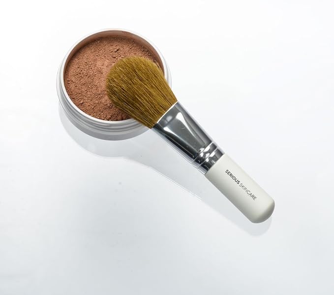 Serious Skincare BELLA ROSE PRO-MINERALS Loose Mineral Powder Makeup Foundation SPF 15 + Goat Hair Application Brush – Sheer to Full Coverage – Luminous Matte Finish – Men and Women - .50 oz   (Dark)