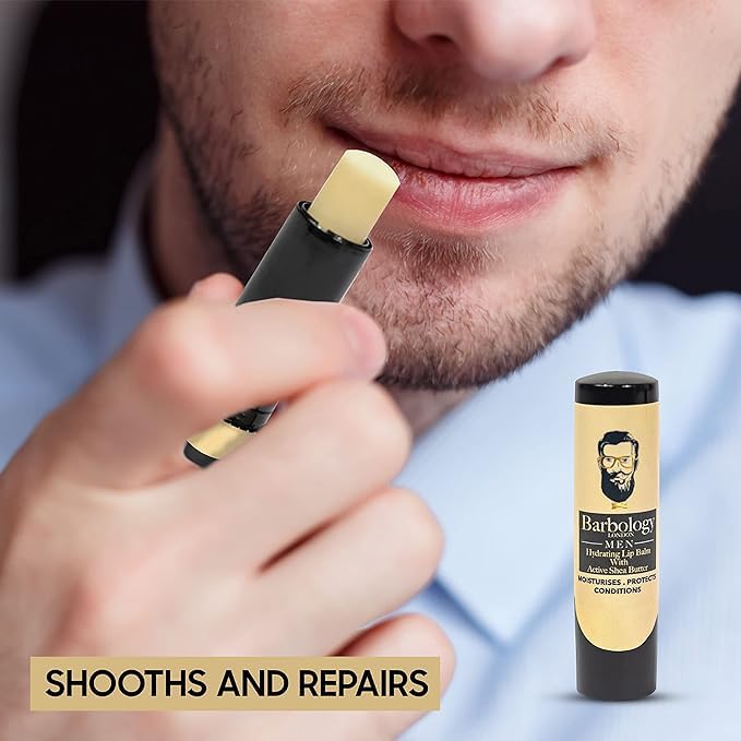 Men's Moisturizing Lip Balm for Chapped Lips with Organic Moroccan Argan Oil, Lightweight Formula Leaves Zero Residue, 0.17oz (Pack of 3)