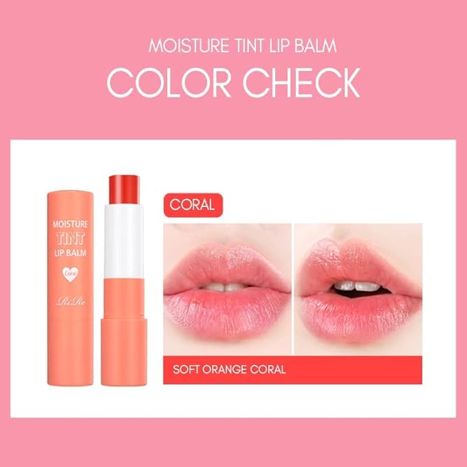 Moisture Tint Lip Balm-Vegetable oil, Shea butter, Avocado Oil-Long-lasting colors,Lip Repair,Dry Lip Treatment-Moisturizing Lip Care 0.12oz. (Coral)