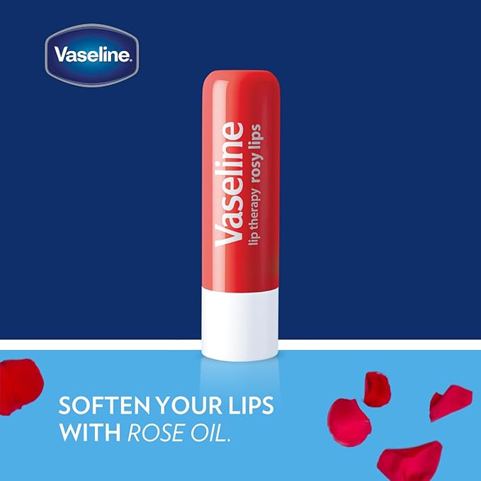 Vaseline Lip Therapy Rosy Lips - Hydrating Lip Balm Pack, Vaseline Stick, Lip Moisturizer for Dry Lips, 0.16 Oz Each (Pack of 8)