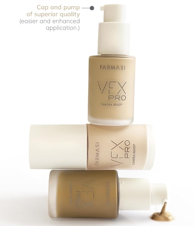 FARMASi Vfx Pro Foundation, Full Coverage Liquid Cream, Lightweight Long Lasting Coverage, Breathable Skin Moisturizer with Color True Matte Blending, Face Makeup, 1 fl. oz / 30 ml - Neutral Light 11