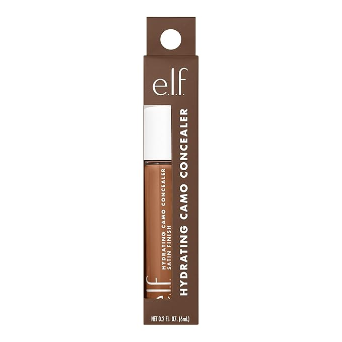e.l.f. Hydrating Camo Concealer, Lightweight, Full Coverage, Long Lasting, Conceals, Corrects, Covers, Hydrates, Highlights, Rich Cocoa, Satin Finish, 25 Shades, All-Day Wear, 0.20 Fl Oz