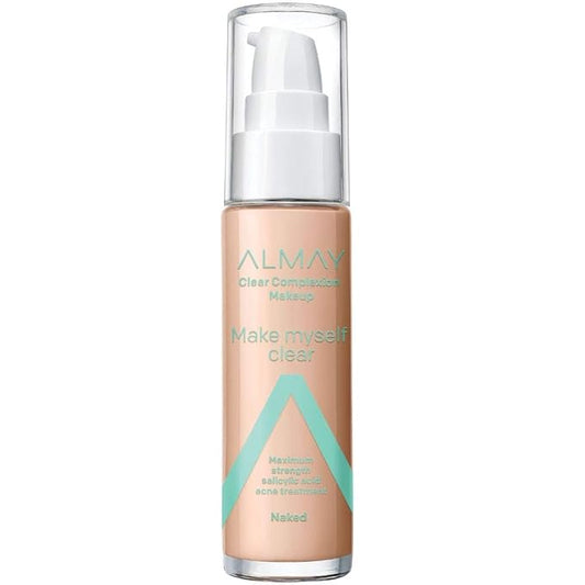 Almay Foundation, Acne Face Makeup with Salicylic Acid, Face Makeup with Skincare Ingredients, Matte Finish, Hypoallergenic, Cruelty Free, Dermatologist Tested Foundation, 300 Naked, 1 Oz