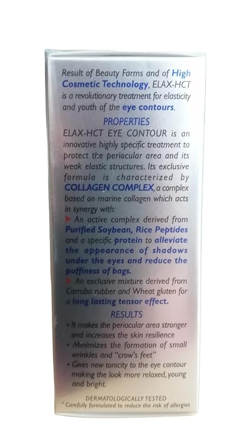 Suisse Clinica Della Bellezza Elax HCT Collagen Complex Eye Contour Firming Serum From Italy, 0.3 Oz.