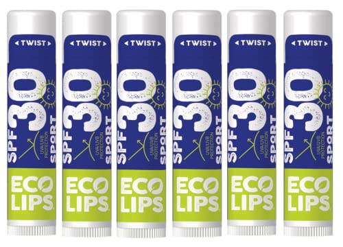 Eco Lips Classic Sport Broad Spectrum Sunscreen Lip Balm 6-Pack - Made in USA (Classic Vanilla SPF 30)
