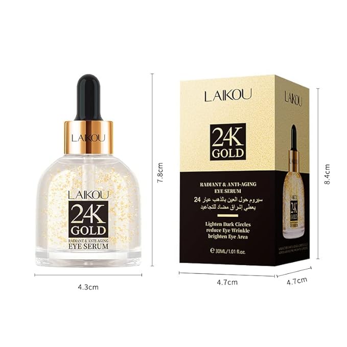 AKARY 24K Gold Eye Serum, Under-eye Firming Serum for Reduces Puffy Eyes, Dark Circles, Fine Lines, Under Eye Bags, Tightening, Hydrating Face Serum, Treatment for Skin Care with Nicotinamide and Vitamin E