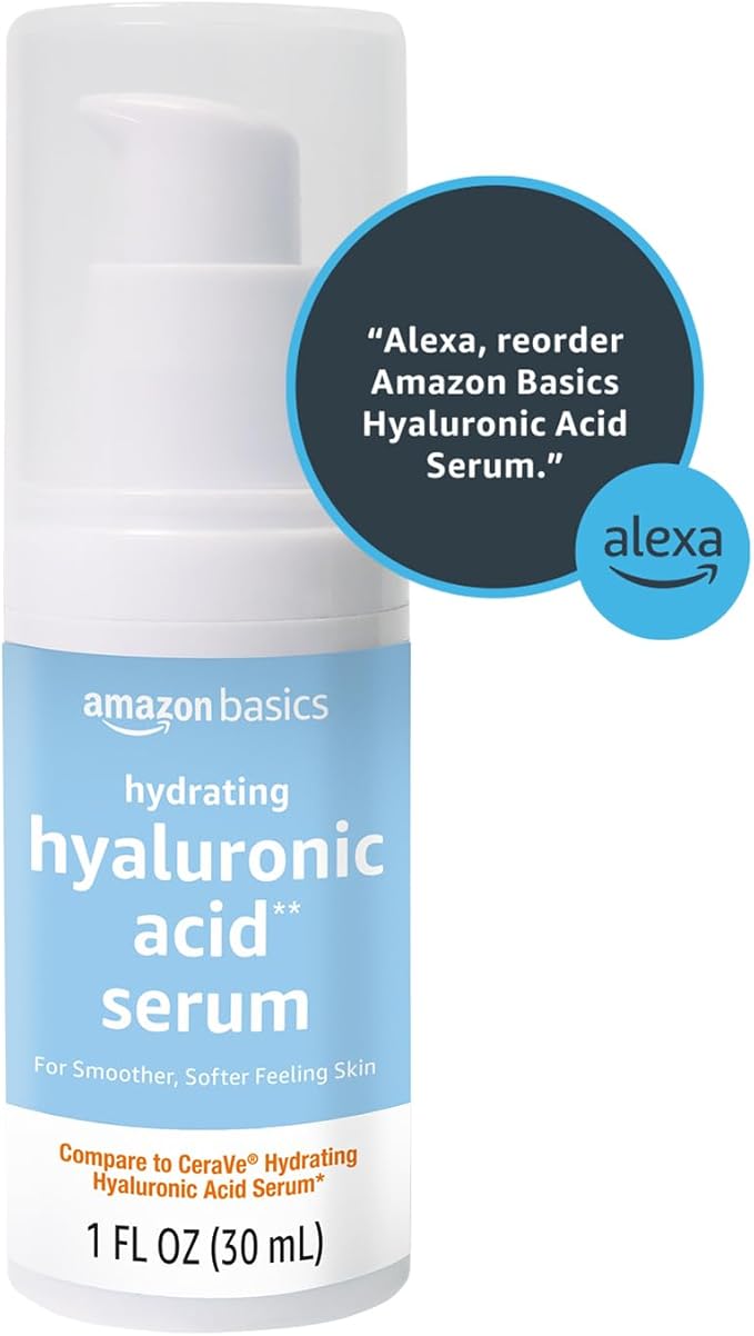 Amazon Basics Hydrating Hyaluronic Acid Serum, 1 Fluid Ounce, 1-Pack