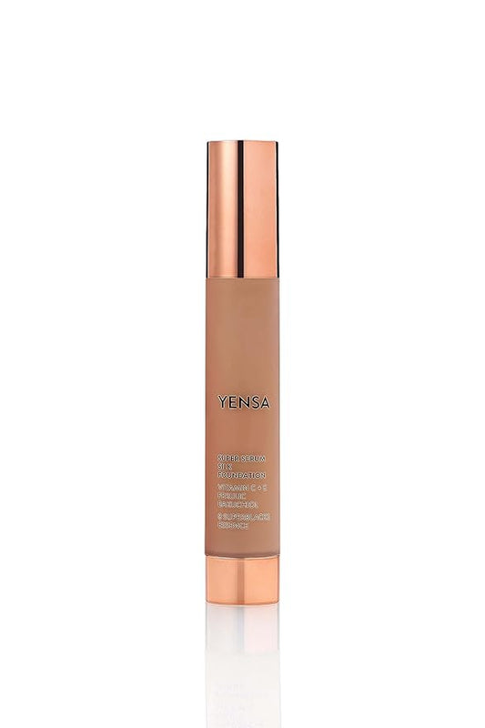 YENSA Super Silk Foundation - Full Coverage, Age-defying complex of Vitamin C, E, Ferulic, and Bakuchiol Oil (Deep 1) 1.0 fl oz