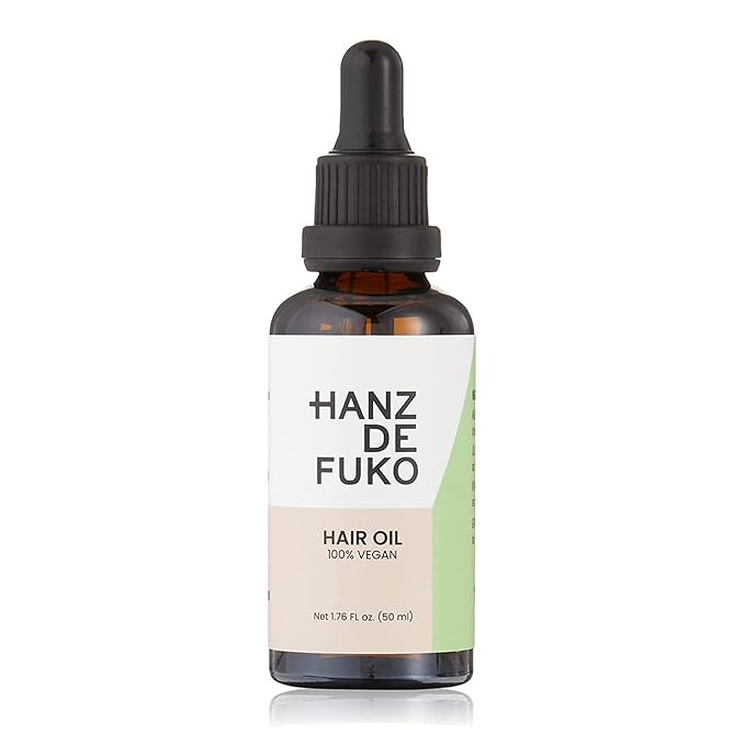 Hanz de Fuko Vegan Hair and Beard Oil – Supports Growth, Beard Health and Softer, Smoother Hair – Hydrating Formula with Argan & Jojoba Oil, Vitamin E and Grape Seed Extract –1.76 oz., Travel Size