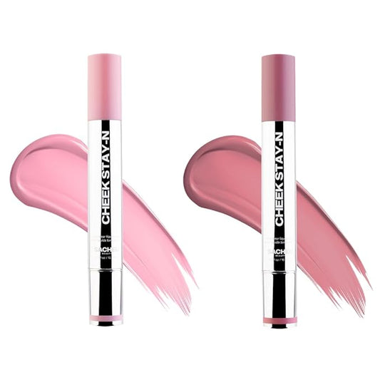 Sacheu Cheek STAY-N Liquid Blush for Cheeks — High Pigment, Buildable, Lightweight Cream Blush Infused With Squalane, for Dewy Radiant Flushed Cheeks — Long-lasting & Cruelty Free, Pretty in Pink Duo