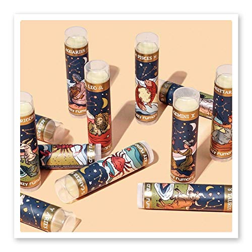Crazy Rumors Gemini Zodiac All Natural, Plant Based Lip Balm to Moisturize and Nourish your Lips - Air Blend (Vanilla Cream, Fresh Berry and Botanical Lavender)