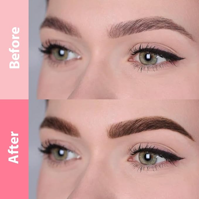 evpct 2Pcs Dark Brown Magic Microblading Dual-Ended Eyebrow Contouring Pen Brow Pencil, with 4 Brush Micro-Fork-Tips Applicator and Precise Brush-Tip, Hair Like Strokes, Dual-ended Eyebrow Brush