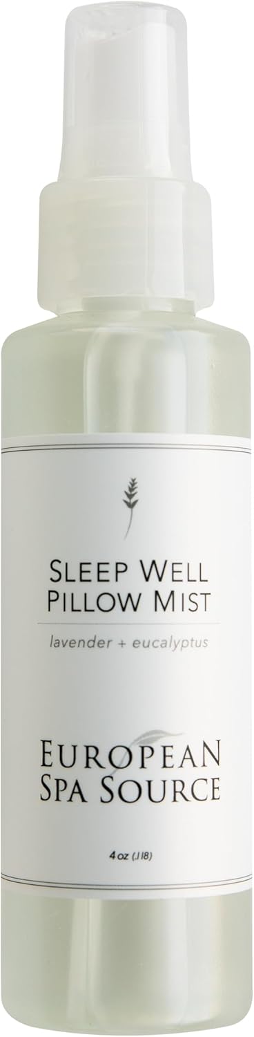 Sleep Well Eucalyptus + Lavender Pillow Mist Spray for Aromatherapy, at Home Spa Experience, Tension Relief, Sleep Support, and Relaxation, 4 fl oz.